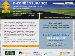 D Zone Insurance homepage screenshot