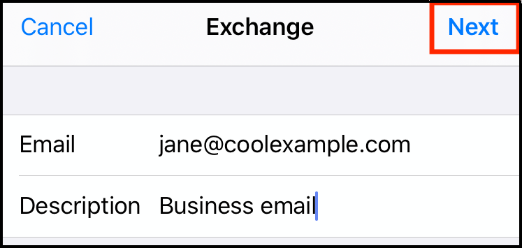 Office365 iPhone Enter Email and Description